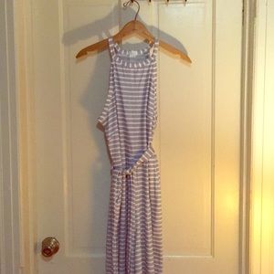 Gray and white striped jumpsuit!